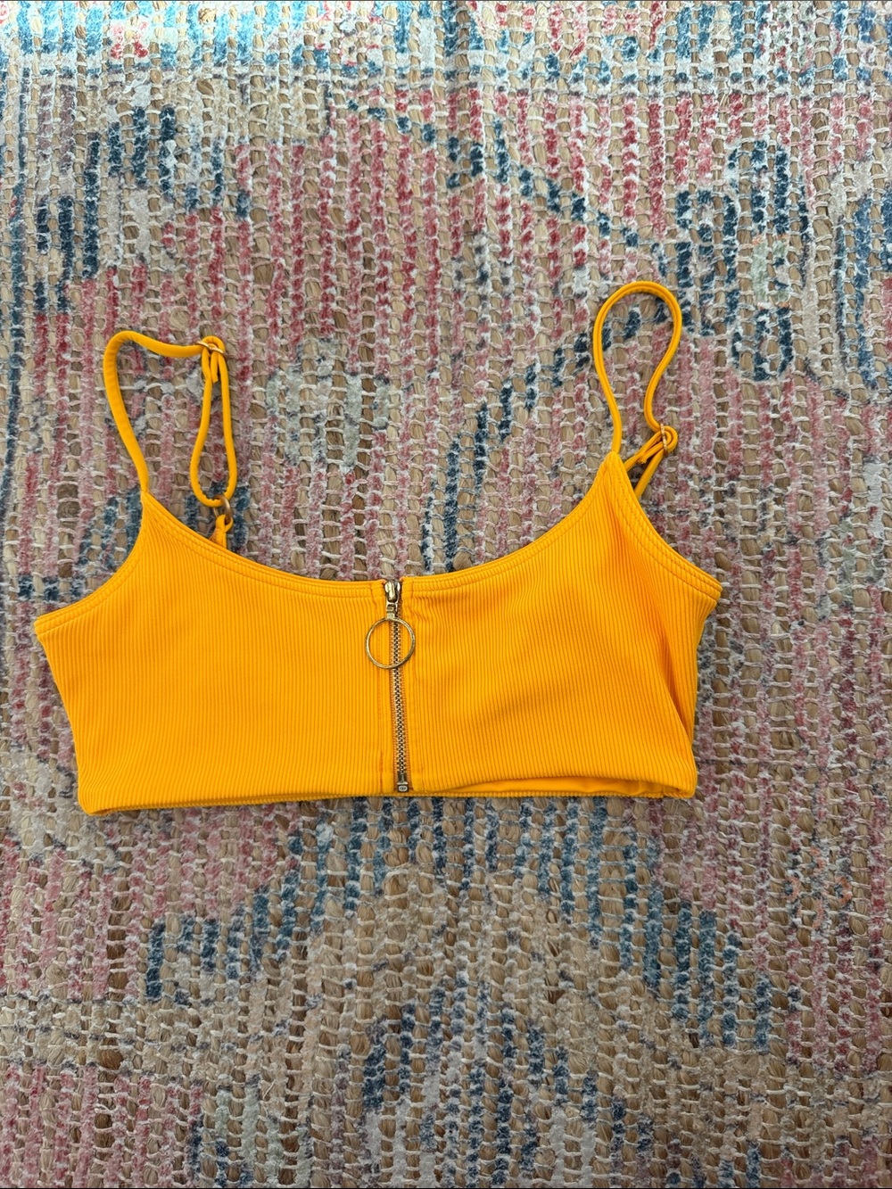 L SPACE Ribbed Zip-Front Bikini Top - Picture 2 of 5